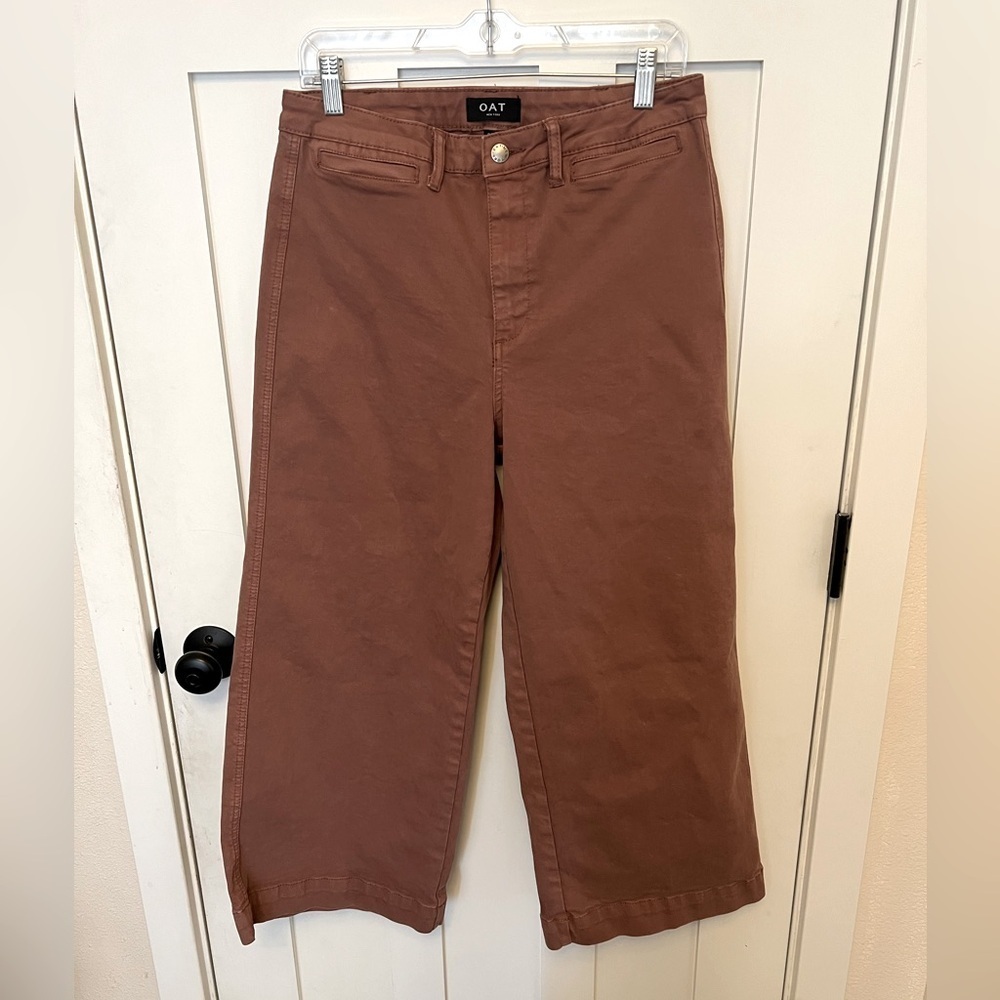 Oat New York High Rise Wide Leg Cropped Terracotta Pants Size 31 - Picture 3 of 6